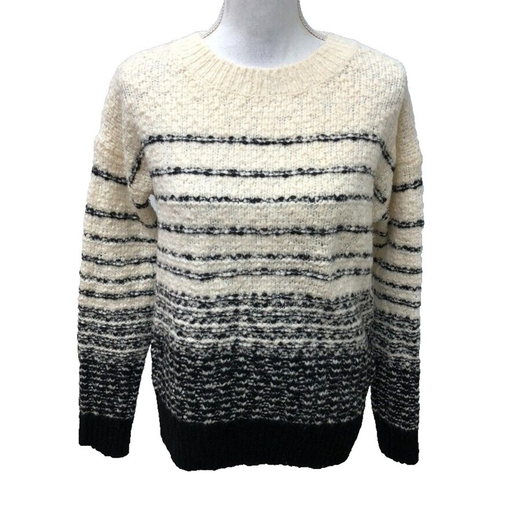Vince Wool Sweater Jumper Womens Small Black Stripe Thick Cozy Comfort Timeless